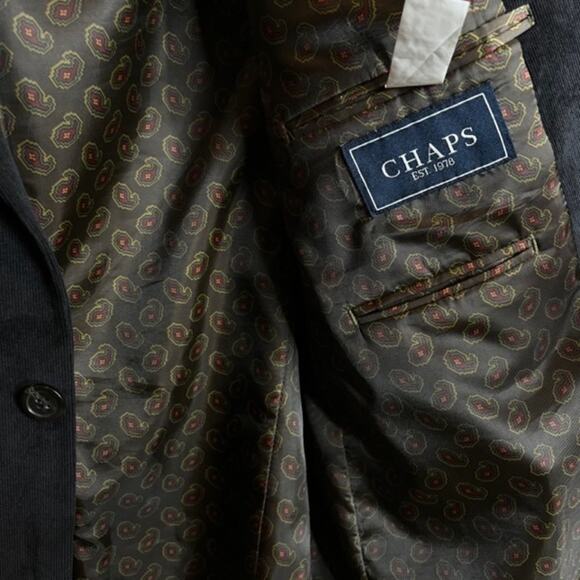 Chaps Men's 46L Black Corduroy Blazer Sport Coat Suit Jacket - Picture 5 of 11
